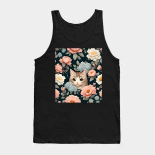 Cat and flowers Tank Top